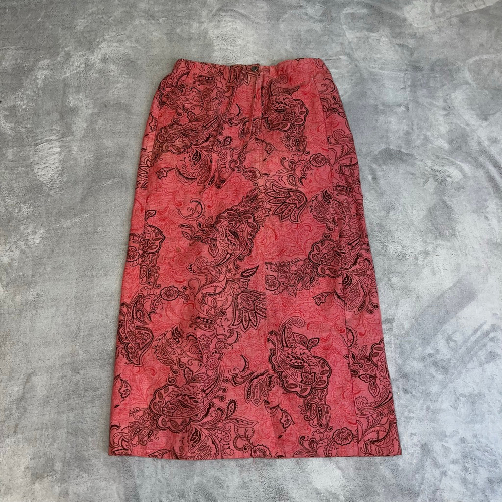 VTG Coral - Brown Paisley Maxi Skirt MP - Linen Blend